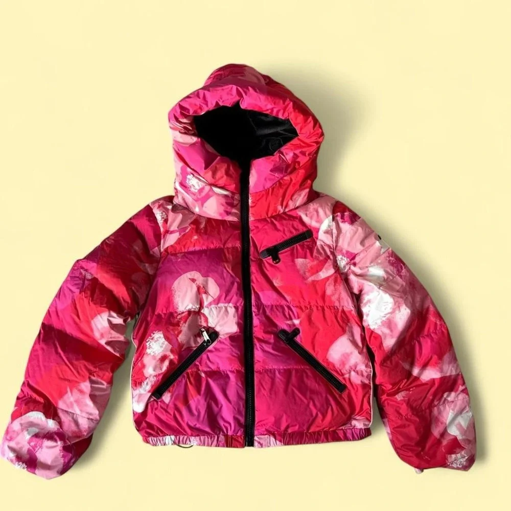 Goldbergh Puffer Ski Jacket Alpenrose Floral Print Hooded Down Pink Size 8 - Picture 3 of 8
